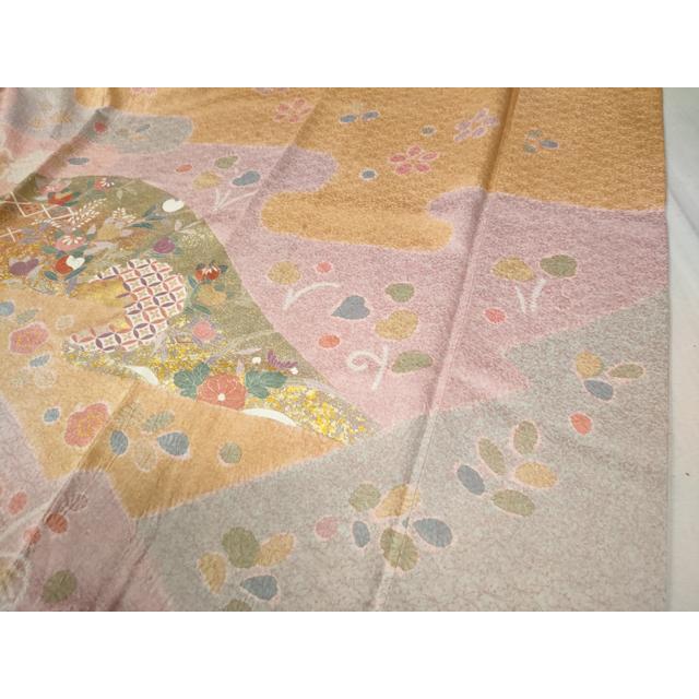 平和屋着物●訪問着　駒刺繍　絞り　牡丹吉祥花文　金彩　正絹　逸品　CABC6457yc 平和屋着物○訪問着 駒刺繍 絞り 牡丹吉祥花文 金彩 正絹 逸品