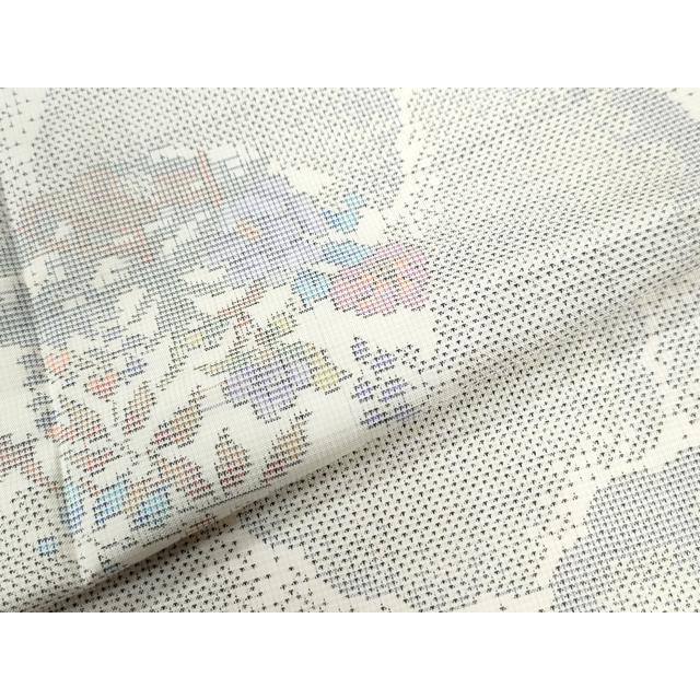 平和屋着物●本場大島紬　白大島　9マルキ　草花文　正絹　逸品　CABC6518yc