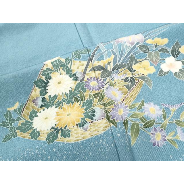 平和屋着物○訪問着 友禅 作家物 夢染里 草花文 反端付き 正絹 逸品 未