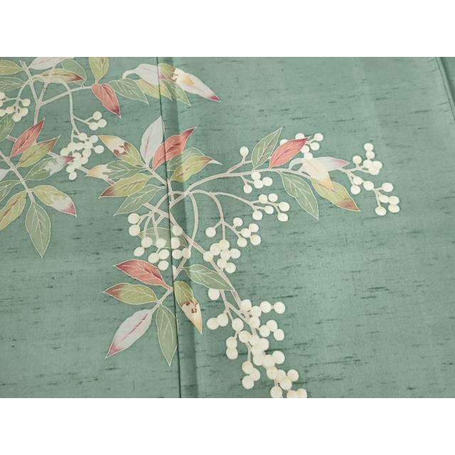 平和屋着物●本加賀友禅作家　柿本市郎　訪問着　白山紬　南天文　正絹　逸品　未使用　CABC6660yc_2