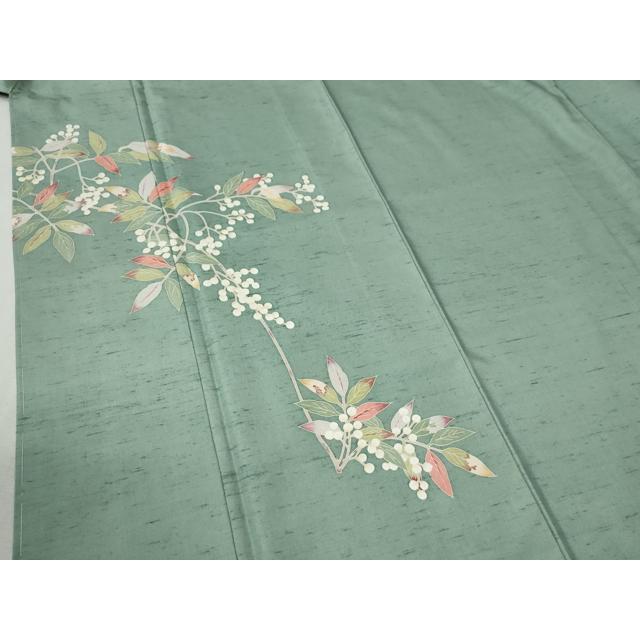 平和屋着物●本加賀友禅作家　柿本市郎　訪問着　白山紬　南天文　正絹　逸品　未使用　CABC6660yc_3