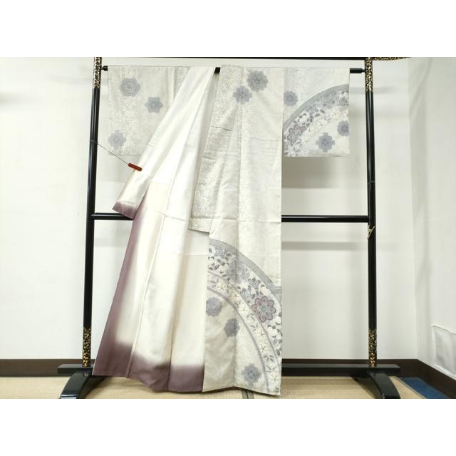 平和屋着物○本場大島紬 白大島 カタス9マルキ 風景文 正絹 逸品