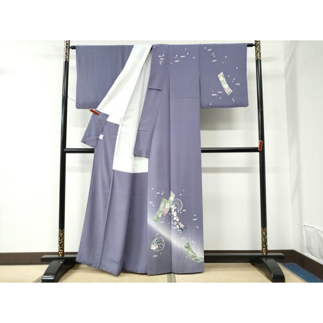 平和屋着物●本加賀友禅作家　松島由美　訪問着　短冊笹花文　暈し染め　京都きもの友禅扱い　正絹　逸品　CABC6792yc 平和屋着物○本加賀友禅作家 松島由美 訪問着 短冊笹花文 暈し染め