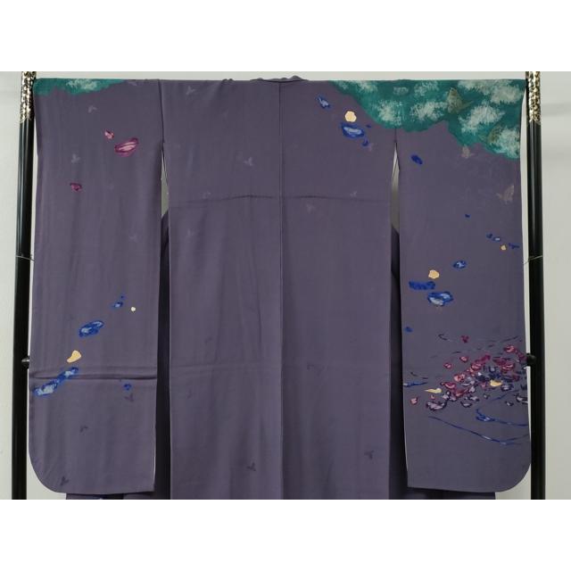 平和屋着物○森英恵・HANAE MORI 振袖 枝花文 金彩 正絹 逸品