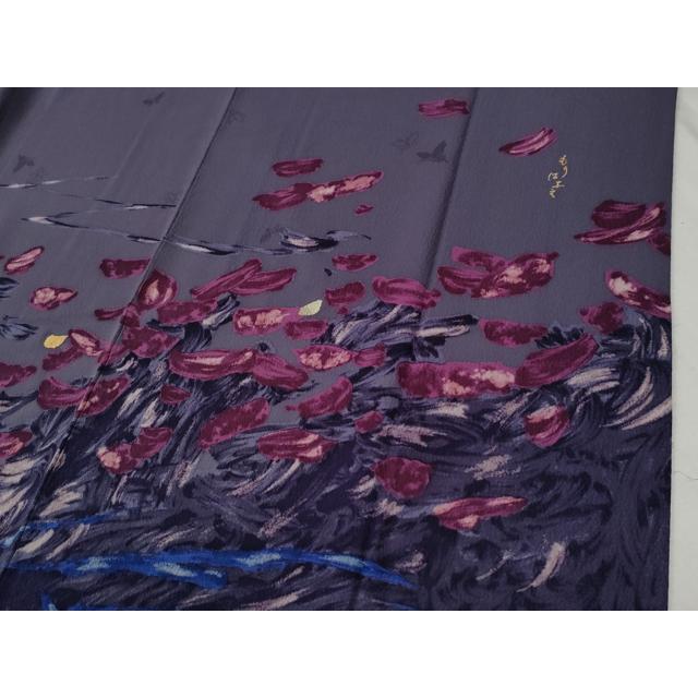 平和屋着物○森英恵・HANAE MORI 振袖 枝花文 金彩 正絹 逸品