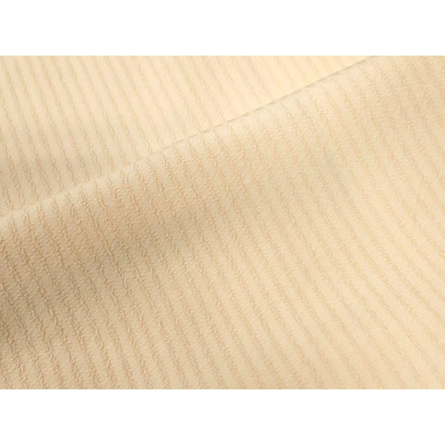 平和屋着物○上質な色無地 縞地紋 薄卵色 ロング丈 正絹 逸品 未使用