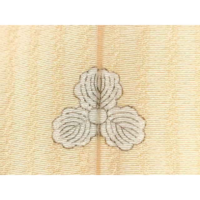 平和屋着物○上質な色無地 縞地紋 薄卵色 ロング丈 正絹 逸品 未使用