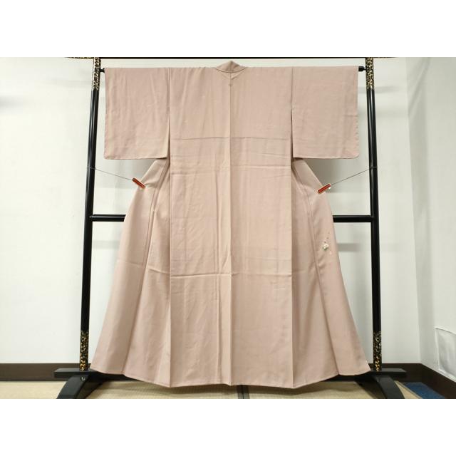 平和屋着物●上質な色無地　草木染　椿地紋　水柿色　鈴乃屋扱い　正絹　逸品　未使用　CABC7032yc 平和屋着物○上質な色無地 草木染 椿地紋 水柿色 鈴乃屋扱い 正絹 逸品
