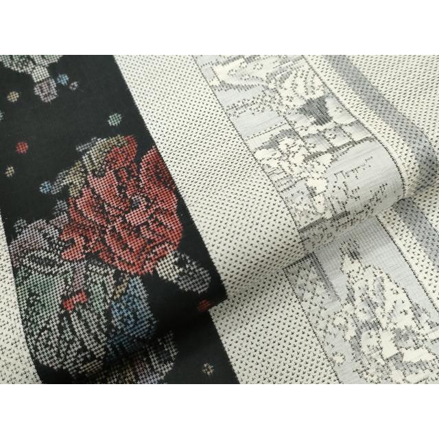 平和屋着物●本場大島紬　白大島　9マルキ　人物間道　正絹　逸品　CABC7042yc 平和屋着物○本場大島紬 白大島 9マルキ 人物間道 正絹 逸品
