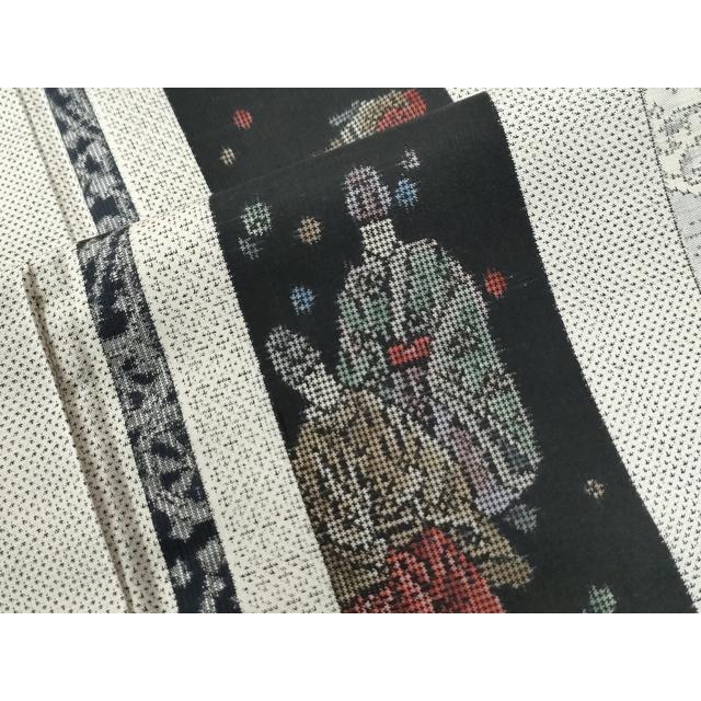 平和屋着物●本場大島紬　白大島　9マルキ　人物間道　正絹　逸品　CABC7042yc 平和屋着物○本場大島紬 白大島 9マルキ 人物間道 正絹 逸品