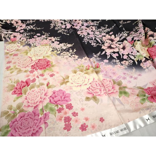 ゆりのはな　森英恵　HANAE MORI　本振袖　京友禅金彩加工　正絹　J703 平和屋着物○森英恵・HANAE MORI 振袖 京友禅 駒刺繍 薔薇 ラメ糸 暈し