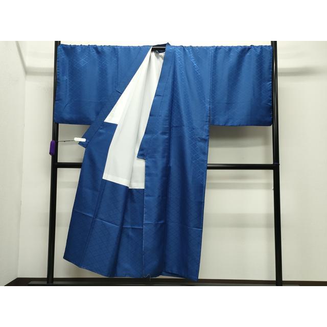 平和屋着物●男性　色紋付　羽織セット　花菱地紋　紺瑠璃色　キングサイズ　洗える着物　未使用　CABC8034gh 平和屋着物○男性 色紋付 羽織セット 花菱地紋 紺瑠璃色 キングサイズ