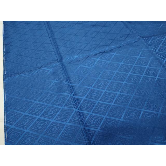 平和屋着物○男性 色紋付 羽織セット 花菱地紋 紺瑠璃色 キングサイズ