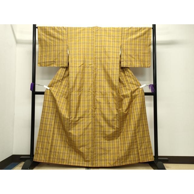 平和屋着物○黄八丈 紬 格子柄 正絹 逸品 CABC8126gh : 平和屋ヤフー