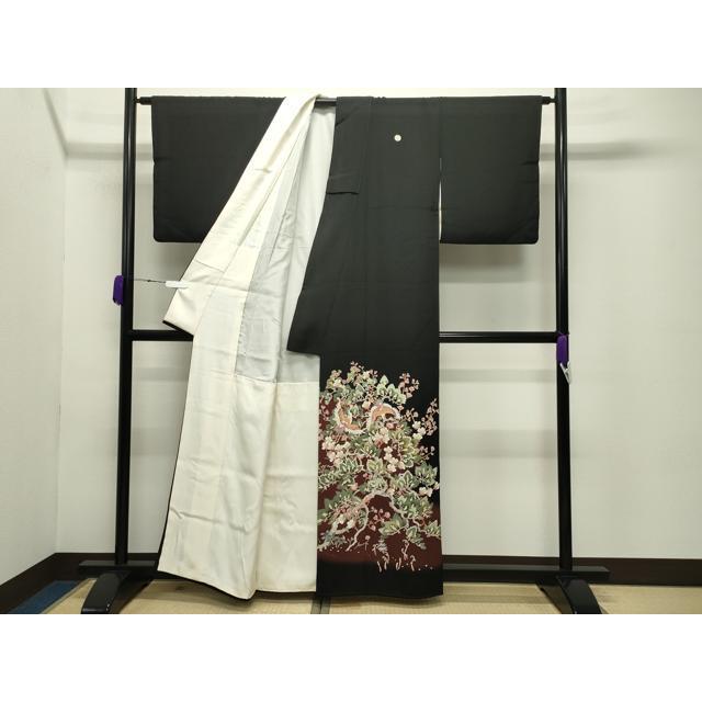 平和屋着物○豪華黒留袖 友禅 作家物 飛鶴松竹梅文 暈し染め 正絹 逸品 
