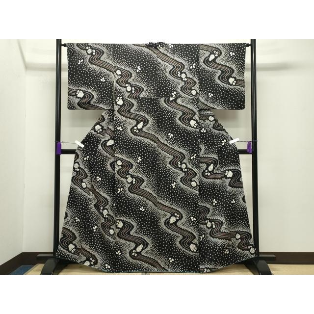 平和屋着物●上質な小紋　辻が花　絞り　黒地　正絹　逸品　CABC8377gh 平和屋着物○上質な小紋 辻が花 絞り 黒地 正絹 逸品 CABC8377gh