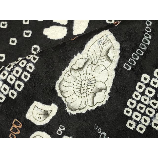平和屋着物●上質な小紋　辻が花　絞り　黒地　正絹　逸品　CABC8377gh 平和屋着物○訪問着 作家物 孝美 辻が花 舞花文 正絹 逸品 AABF3610ck