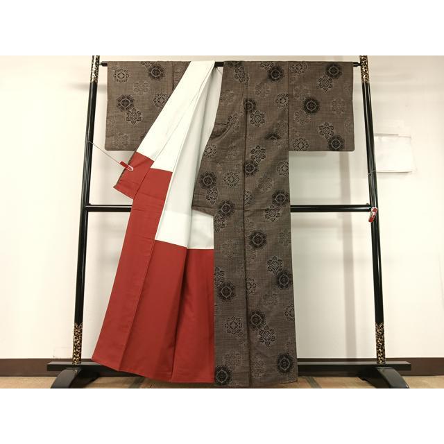 平和屋着物●本場大島紬　9マルキ　雪花文　正絹　逸品　CABC9680vp