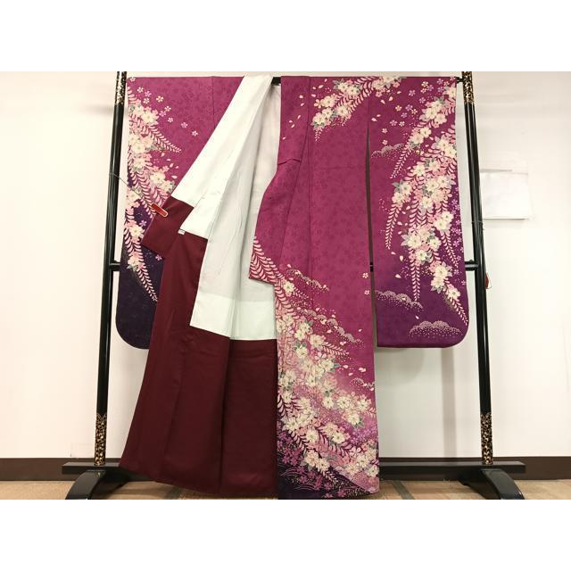 平和屋着物○豪華振袖 辻が花 絞り 手描き 暈し染め 銀通し地 正絹 
