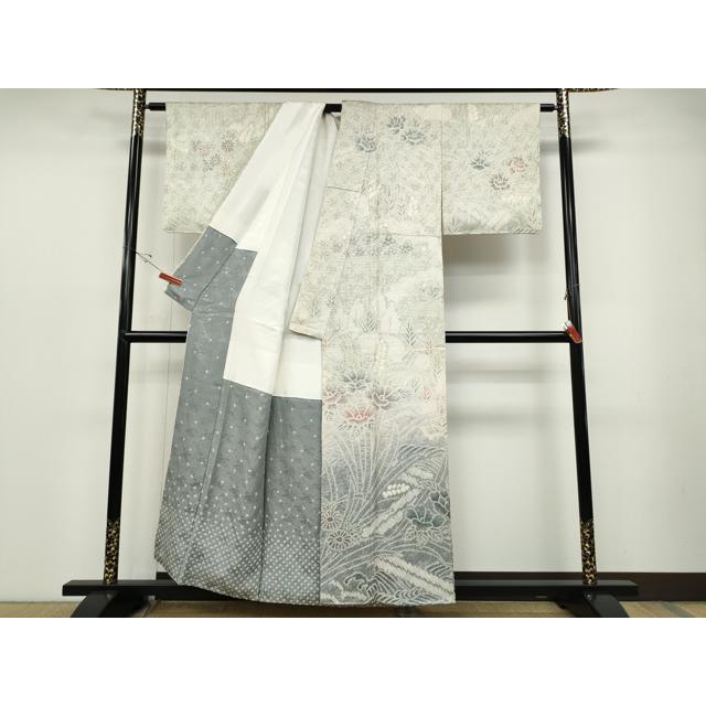 平和屋着物●訪問着　総絞り　草花文　暈し染め　正絹　逸品　CABD0088ut