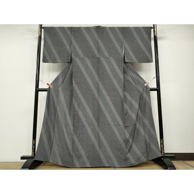 平和屋着物●江戸小紋　斜線寄せ小紋柄　黒地　さが美扱い　正絹　逸品　CABD0114ut