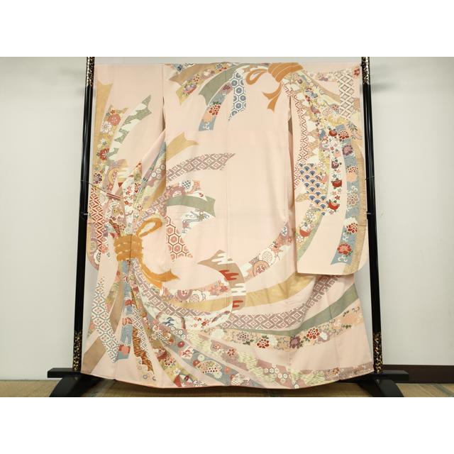 平和屋着物○創業460年・千總 振袖 駒刺繍 束ね熨斗飛鶴吉祥花文 金彩