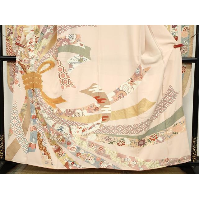 平和屋着物○創業460年・千總 振袖 駒刺繍 束ね熨斗飛鶴吉祥花文 金彩