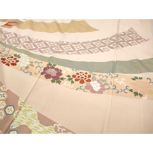 平和屋着物○創業460年・千總 振袖 駒刺繍 束ね熨斗飛鶴吉祥花文 金彩