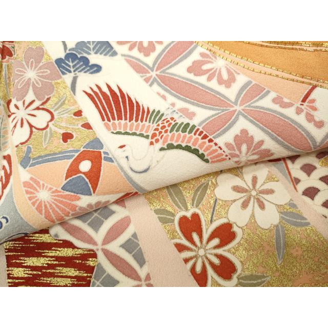 平和屋着物○創業460年・千總 振袖 駒刺繍 束ね熨斗飛鶴吉祥花文 金彩