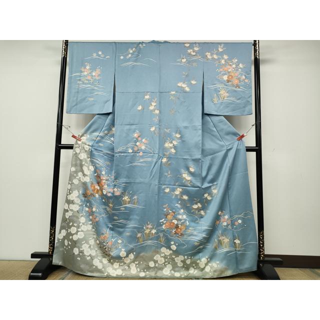平和屋着物○訪問着 駒刺繍 立波草花文 暈し染め 金彩 高島屋扱い 正絹 