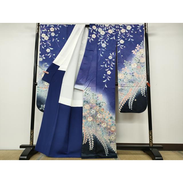 平和屋着物○豪華振袖 作家物 辻が花 絞り 暈し染め 銀通し地 正絹 