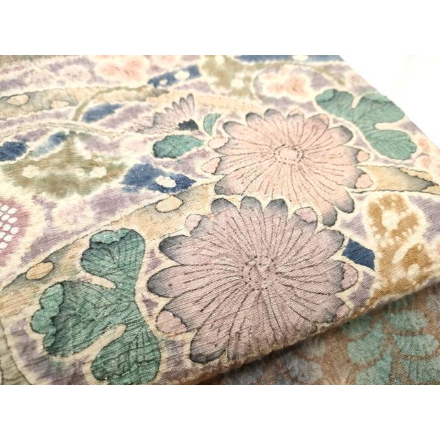 平和屋着物●九寸開き名古屋帯　作家物　絞り　辻が花　金通し地　正絹　逸品　未使用　DABD1315ps 平和屋着物○九寸開き名古屋帯 作家物 紬地 絞り 辻が花 金通し地 正絹
