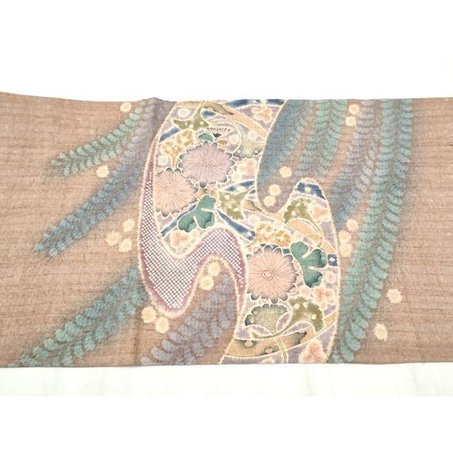 平和屋着物●九寸開き名古屋帯　作家物　絞り　辻が花　金通し地　正絹　逸品　未使用　DABD1315ps 平和屋着物○九寸開き名古屋帯 作家物 紬地 絞り 辻が花 金通し地 正絹
