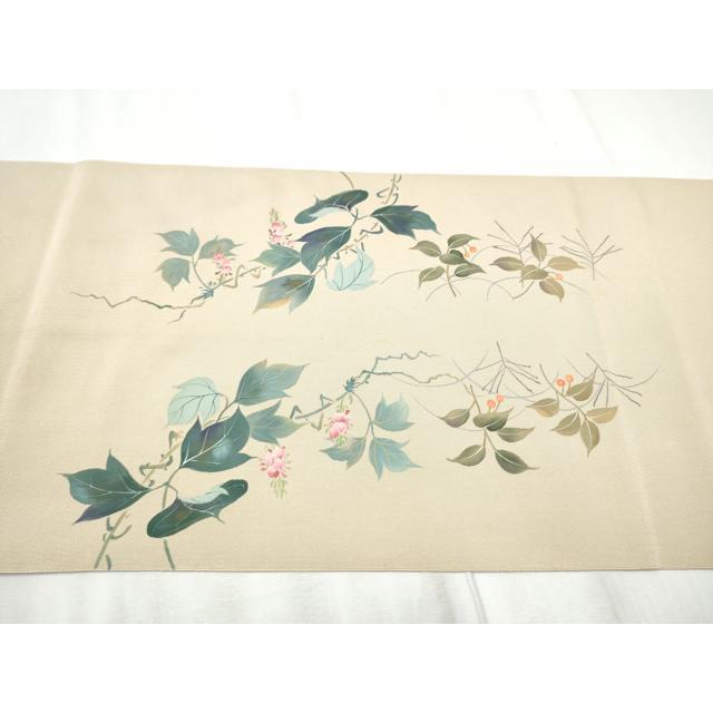 平和屋着物●爪掻き本綴れ　八寸名古屋帯　作家物　てんとう虫　南天藤文　金彩　正絹　逸品　CABD0725hy_5
