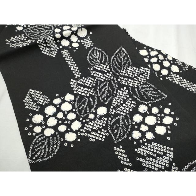平和屋着物●全通柄　九寸名古屋帯　絞り　草花文　黒地　正絹　逸品　CABD0734hy_1