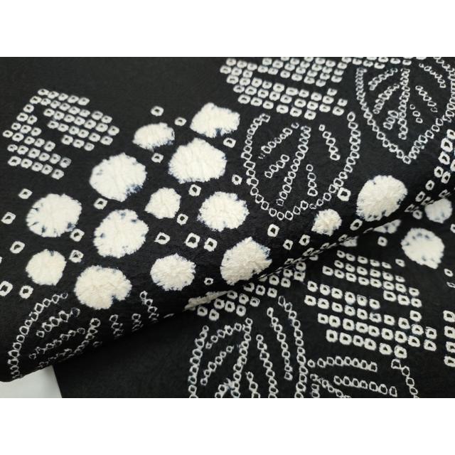 平和屋着物●全通柄　九寸名古屋帯　絞り　草花文　黒地　正絹　逸品　CABD0734hy_3