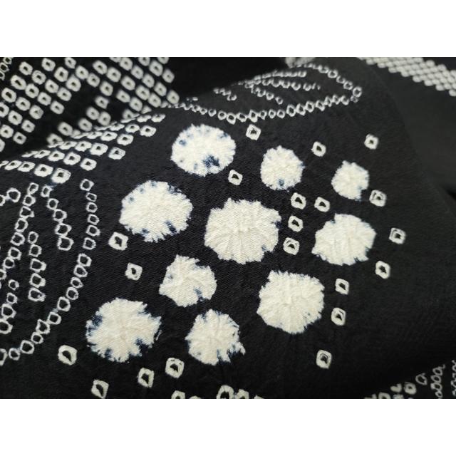 平和屋着物●全通柄　九寸名古屋帯　絞り　草花文　黒地　正絹　逸品　CABD0734hy_4
