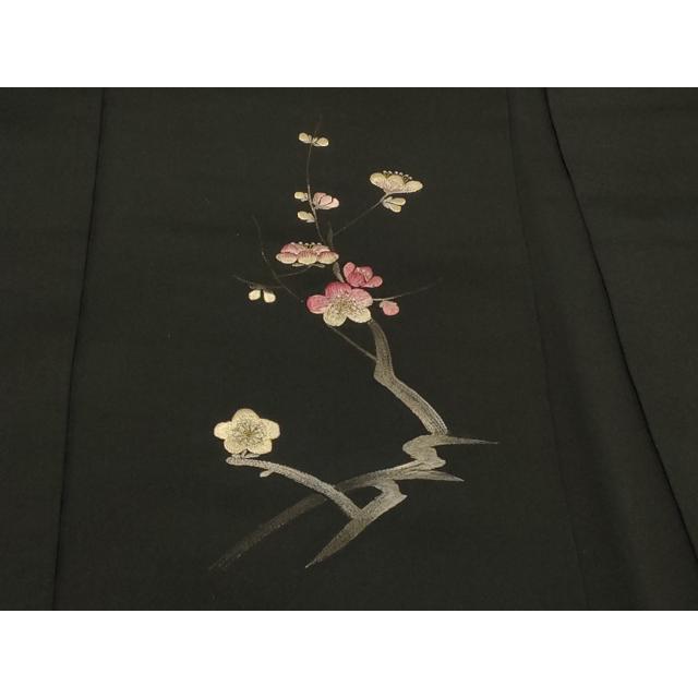 平和屋着物＃羽織 総刺繍 枝梅文 黒地 金銀糸 正絹 逸品 CABD1450in 平和