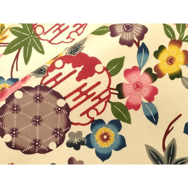 平和屋着物○全通柄九寸名古屋帯 本場琉球紅型 雪輪草花文 正絹 逸品