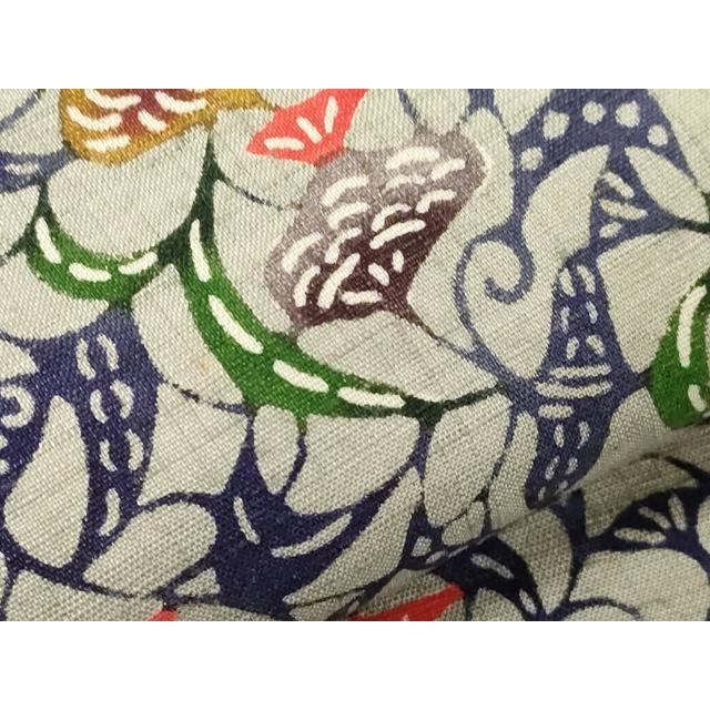 平和屋着物●極上　九寸名古屋帯　本場琉球紅型　紬地　型染め　草花文　正絹　逸品　未使用　CABD4097dy_4