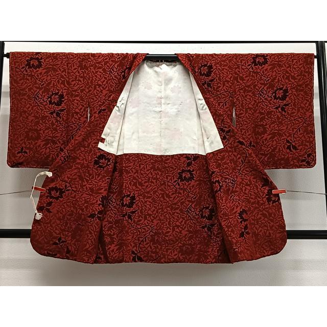 平和屋着物∞道行コート　輪奈ビロード　更紗花文　正絹　逸品　未使用　CABD4778ua 平和屋着物∞道行コート 輪奈ビロード 更紗花文 正絹 逸品 未使用