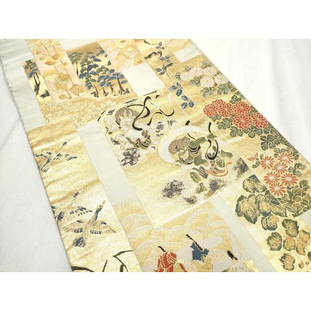 平和屋着物○六通柄袋帯 風神雷神 金糸 正絹 逸品 CABD5660hy : 平和屋 