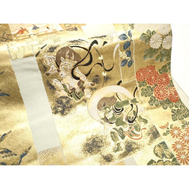 平和屋着物○六通柄袋帯 風神雷神 金糸 正絹 逸品 CABD5660hy : 平和屋 