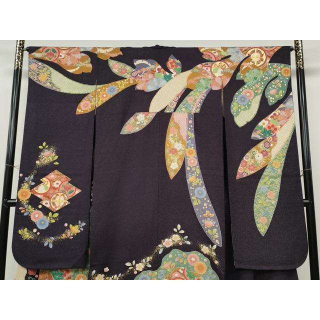 平和屋着物●豪華振袖　駒刺繍　道長吉祥花文　金通し地　正絹　逸品　CABD7327ut_2