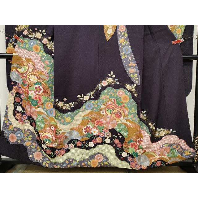平和屋着物●豪華振袖　駒刺繍　道長吉祥花文　金通し地　正絹　逸品　CABD7327ut_3