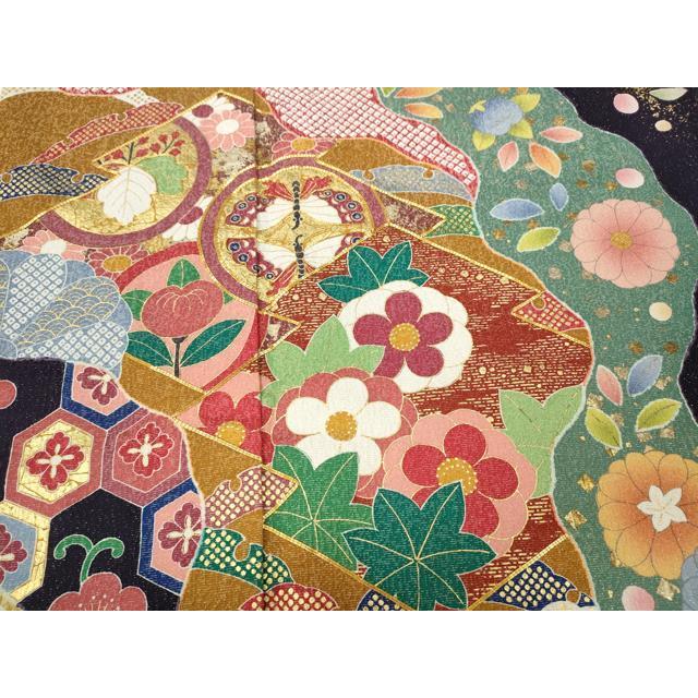 平和屋着物●豪華振袖　駒刺繍　道長吉祥花文　金通し地　正絹　逸品　CABD7327ut_4
