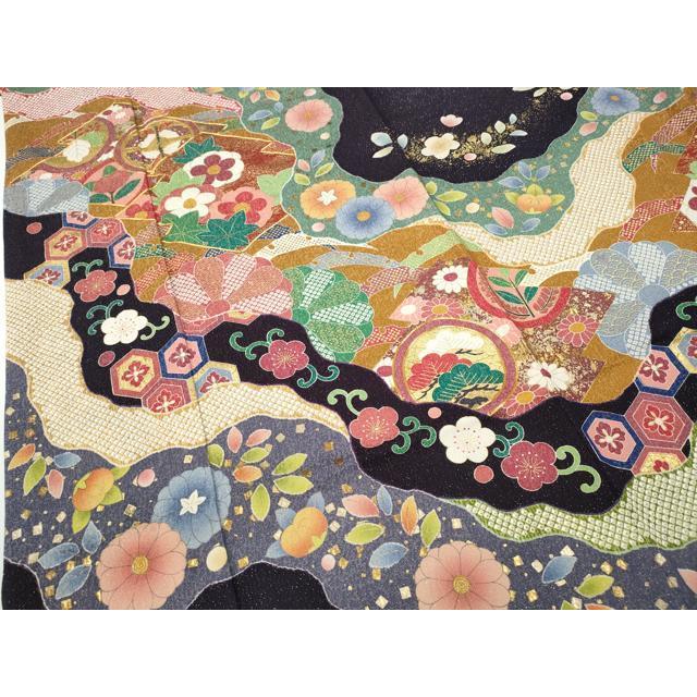 平和屋着物●豪華振袖　駒刺繍　道長吉祥花文　金通し地　正絹　逸品　CABD7327ut_5