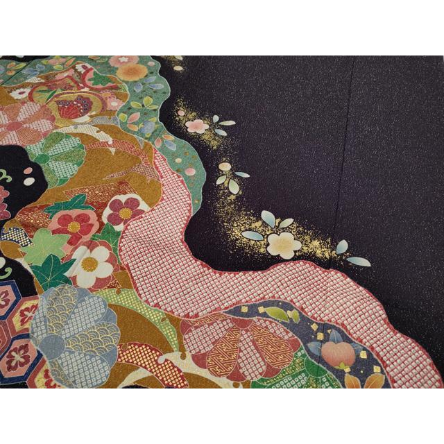 平和屋着物●豪華振袖　駒刺繍　道長吉祥花文　金通し地　正絹　逸品　CABD7327ut_6