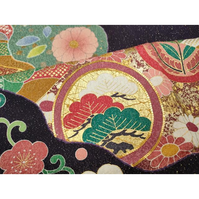 平和屋着物●豪華振袖　駒刺繍　道長吉祥花文　金通し地　正絹　逸品　CABD7327ut_7