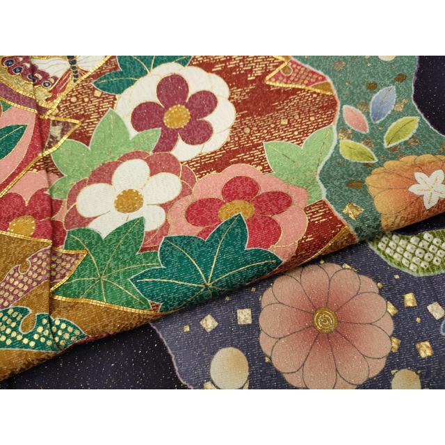 平和屋着物●豪華振袖　駒刺繍　道長吉祥花文　金通し地　正絹　逸品　CABD7327ut_8